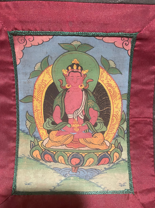 Buddha 'Amitayus' Painting with Brocade | Associated with Long Life and Good Health