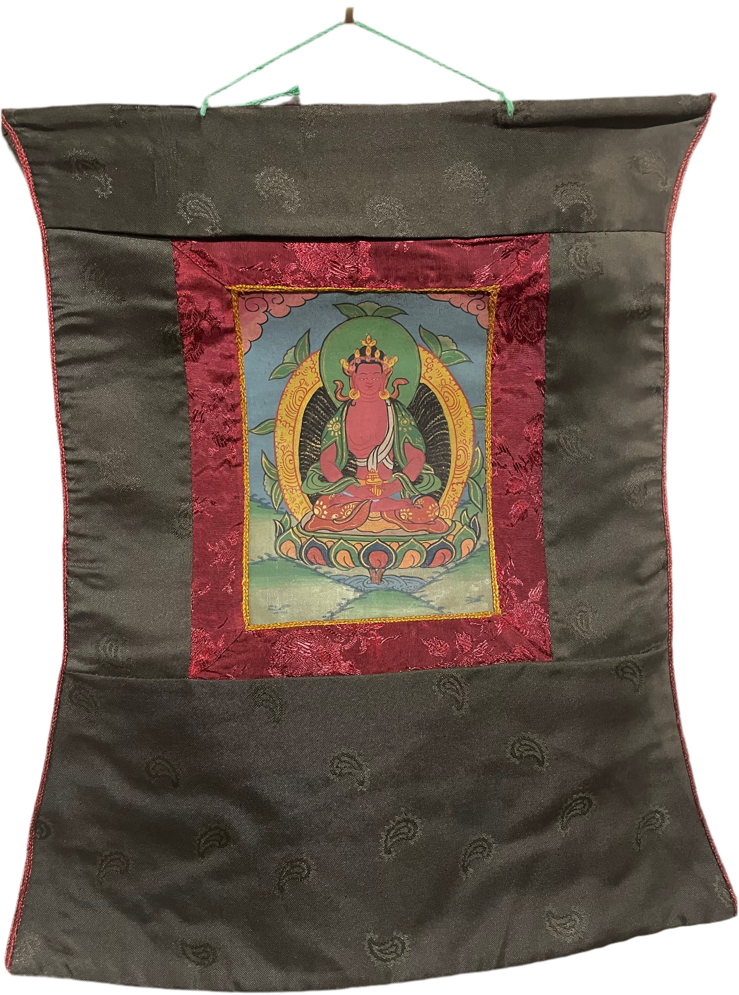 Buddha 'Amitayus' Painting with Brocade | Associated with Long Life and Good Health