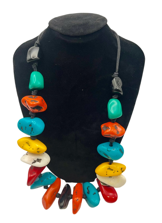 Tibetan Necklace with chunky, vibrant and irregularly shaped beads