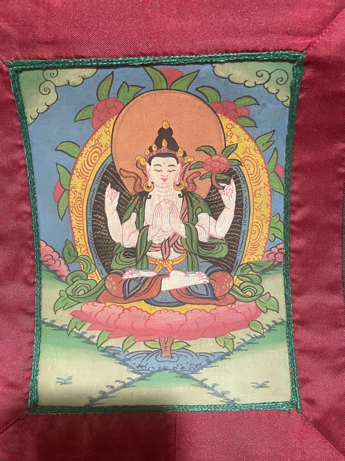 'Lokeshwar' Buddha Painting with Brocade