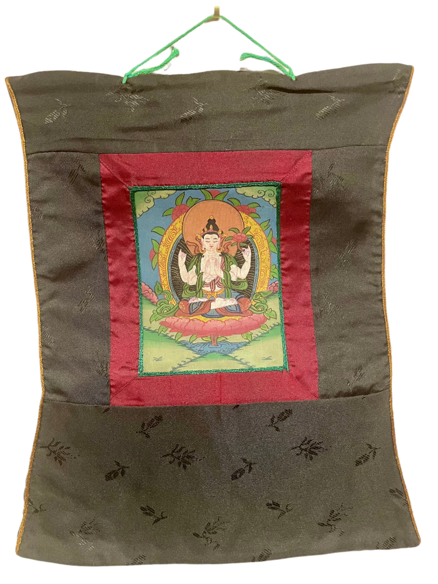 'Lokeshwar' Buddha Painting with Brocade